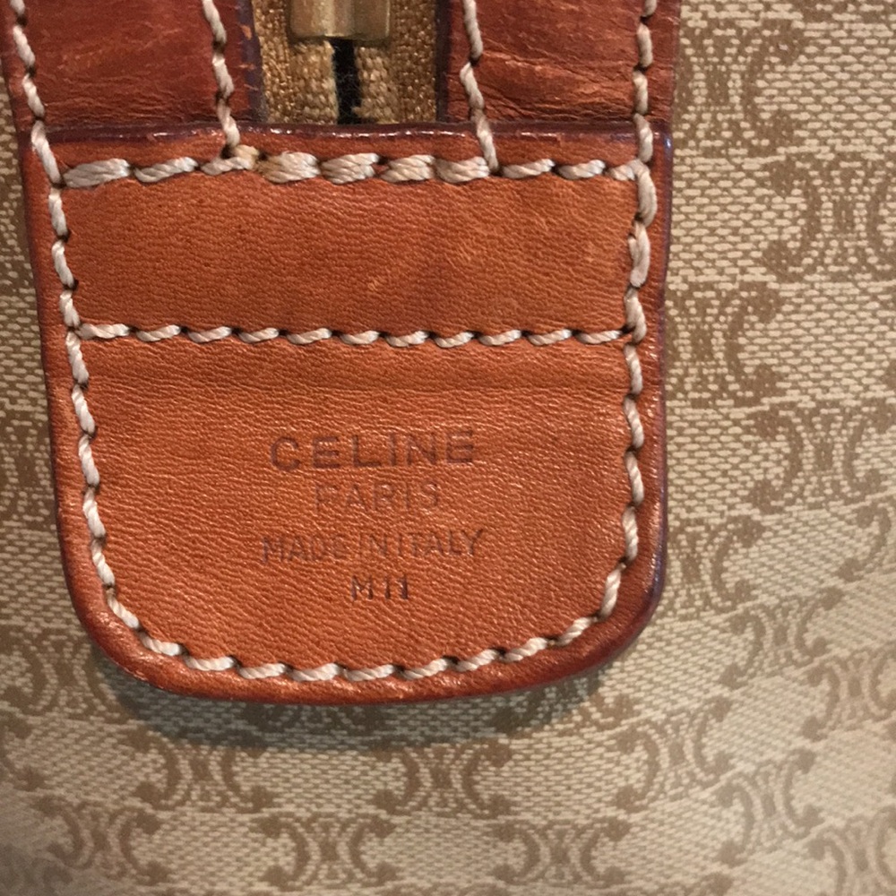 Celine Tan and Brown Satchel with Patterned Scarf - Picture 5 of 16